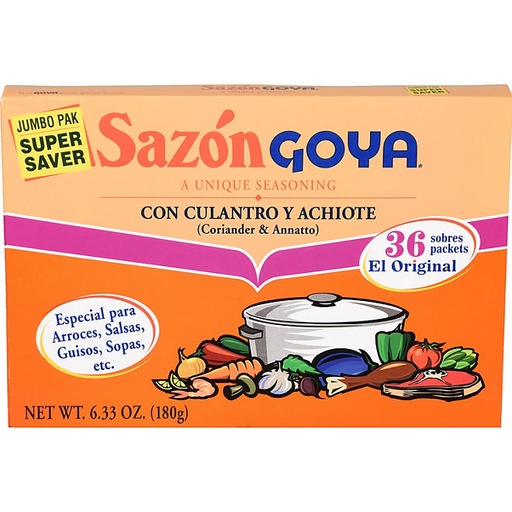 Sazón Goya Coriander & Annatto Seasoning Jumbo Pak, 36 count, 6.33 oz