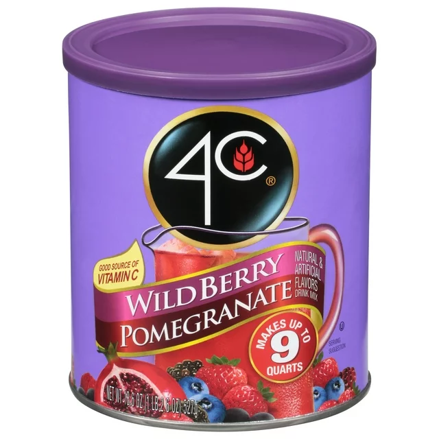 4C Natural Wild Berry, Pomegranate  Flavor Drink Mix, 1 lb (527g) 