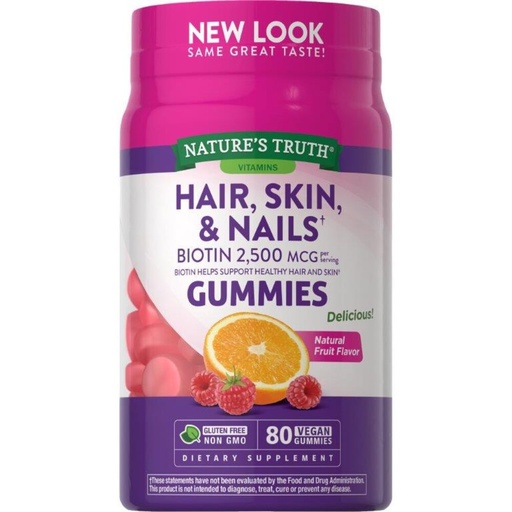 Nature's Truth Hair, Skin& nails Biotin 2500mcg gummies 80 gummies 