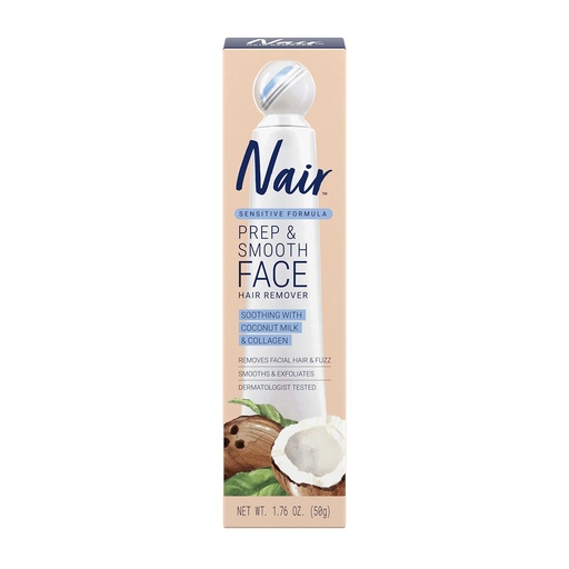 Nair Prep & Smooth Face, Facial Hair Remover for Women, Hydrating, Coconut & Collagen, 1.76 oz