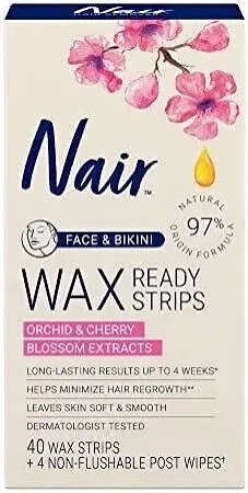 Nair Hair Remover Wax Ready-strips For Face & Bikini 40 Ct