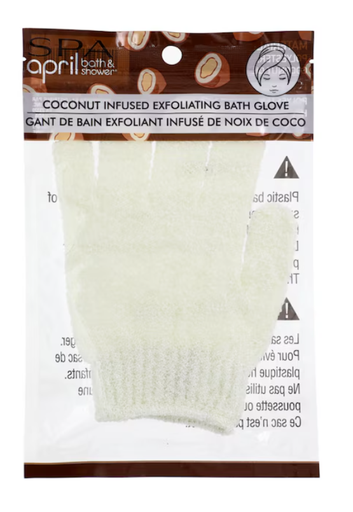 April Bath & Shower Coconut Infused Exfoliating Bath Gloves