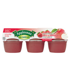 Applesnax Homestyle Apple & Strawberry fruit snack, 6 cups- 4oz ct.(113g) Packs (678g)