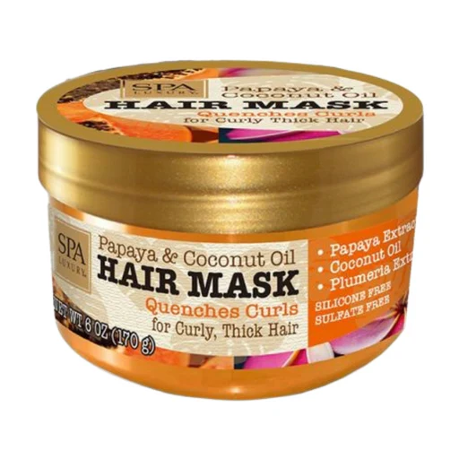 Spa Luxury Hair Mask - For Curly Thick Hair - Papaya & Coconut Oil 