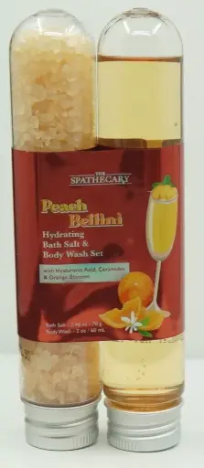 The Spathecary - Peach Betlini hydrating bath salt & body wash set