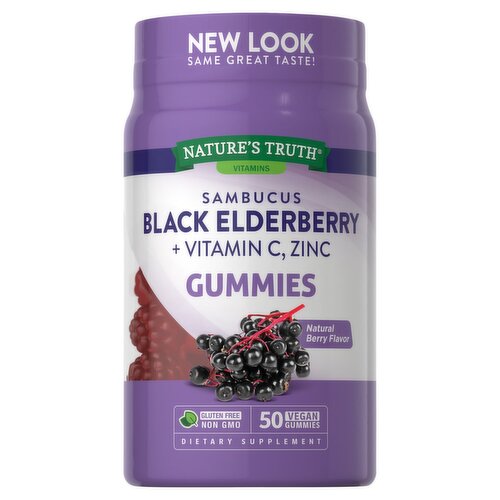 Nature's Truth Sambucus Elderberry gummies + vitamin c , zinc 50 gummies  