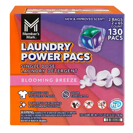 [SC] Member's Mark Laundry Detergent Power Pacs/Pods, Blooming Breeze, 130 ct.