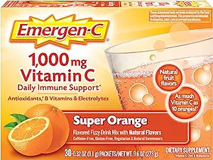 Emergen-C 1,000mg Vitamin C Super Orange Fizzy Drink Mix, 30 Count