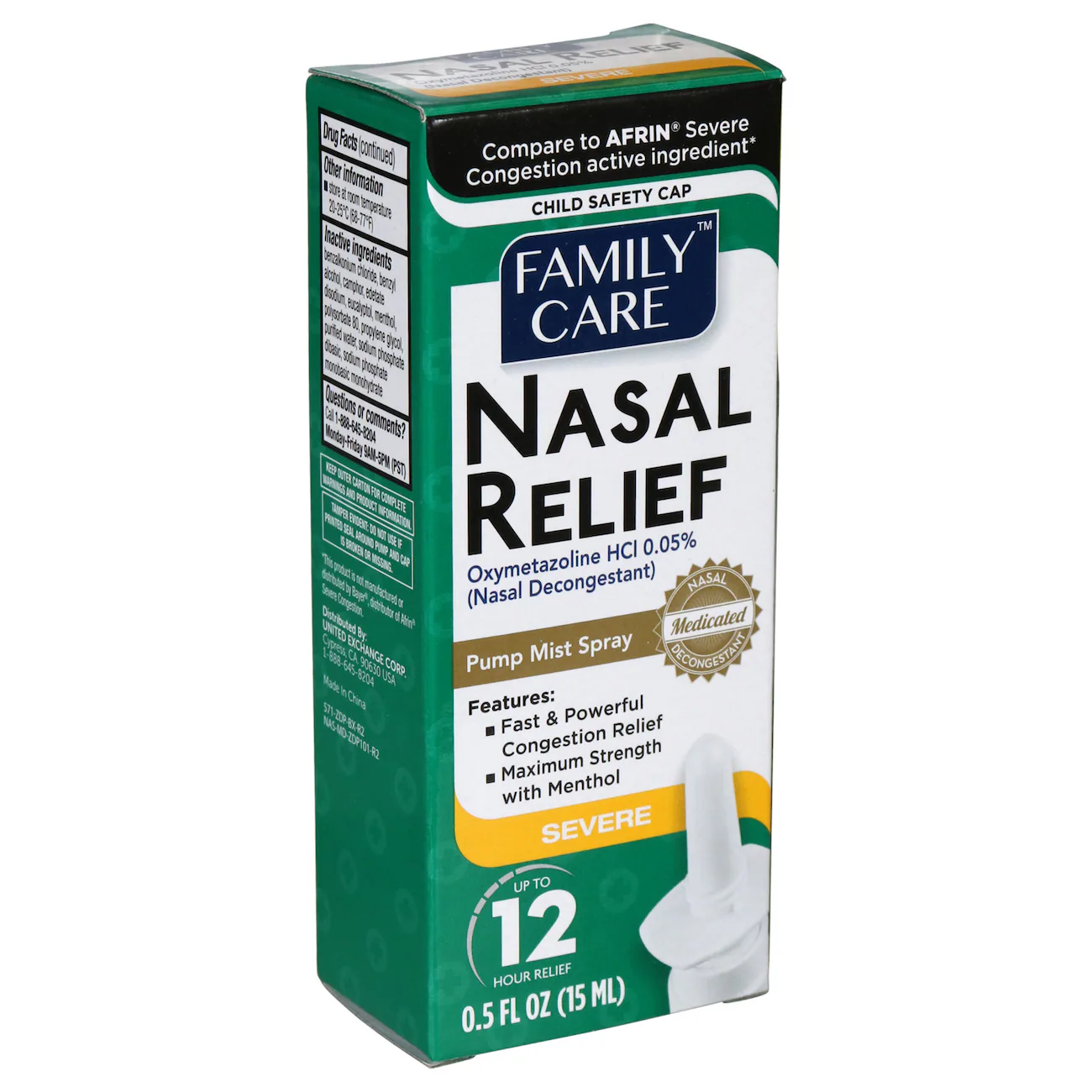 Family Care Severe Nasal Relief Spray, 0.5 oz.