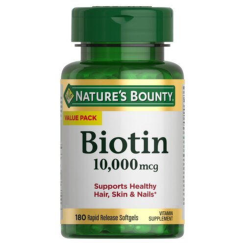 Nature's Bounty - Biotin Supplement, 10000mcg, 180 Rapid Release Softgels
