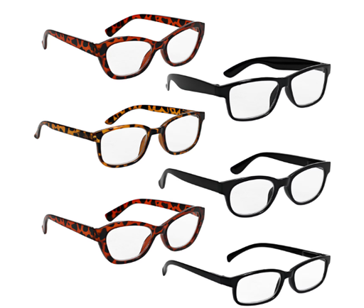 Assorted +2.50 Wide Frame Reading Glasses, 1-ct. Packs