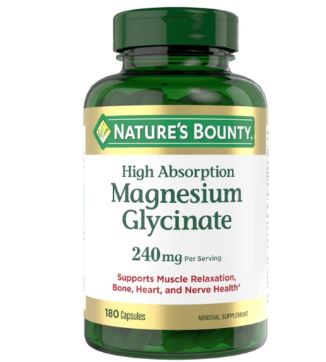 Nature's Bounty Magnesium Glycinate 240 mg, 180 Capsules
