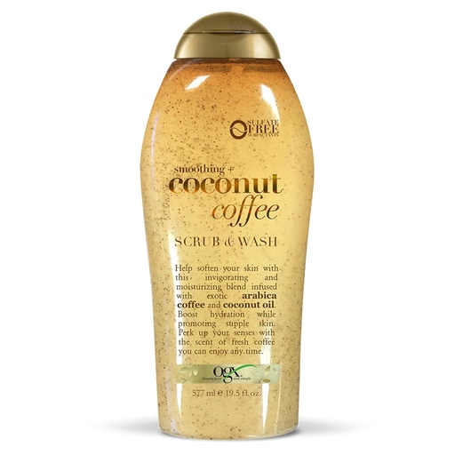 Sulfate Free Smoothing coconut coffee body scrub & wash (577ml)