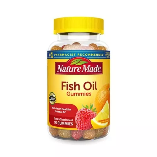 Fish Oil Gummies, 90 Softgels, with Heart-Healthy Omega 3s 57 mg, in Strawberry, Lemon, & Orange