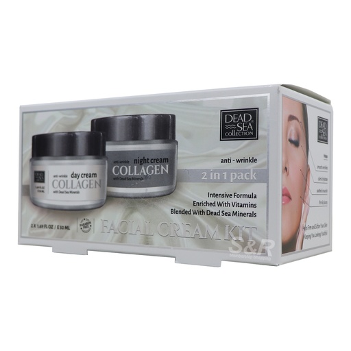 Dead Sea Collection Day and Night Cream Kit with Collagen - Anti Aging (3.38 fl.oz)