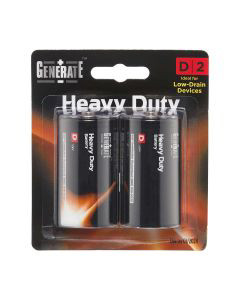 Generate D Heavy Duty Battery, 2 Ct