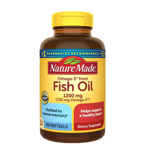 Nature Made Fish Oil Omega 3 Supplements, 1200mg (720mg) 100 Softgels