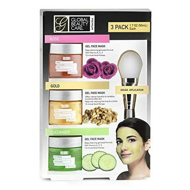 [DT] Global Beauty Care - Rose, Gold, Cucumber Gel Face Mask with Applicator