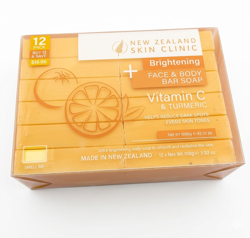 New Zealand Skin Clinic - Brightening + Face & Body Bar Soap - Vitamin C & Turmeric - 12 bars
