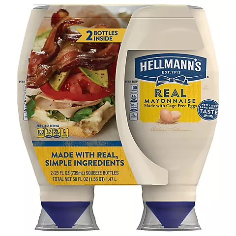 Hellmann's Real Mayonnaise Squeeze Bottle, 2 ct. - 2 x 739mL