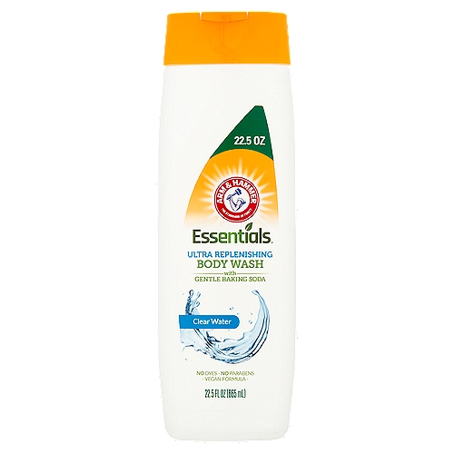 Arm & Hammer Essentials Clear Water Ultra Replenishing with baking soda Body Wash, 22.5 fl oz