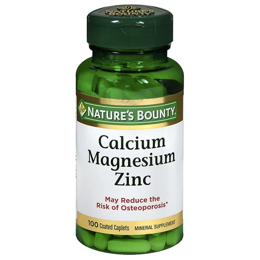 Nature's Bounty - Calcium Magnesium Zinc Coated Caplets, 100 CT