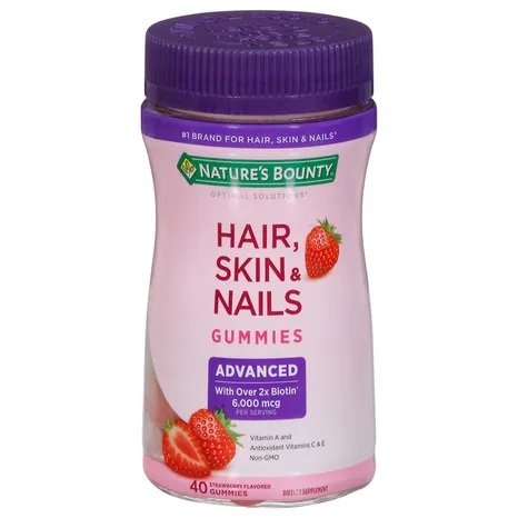 Nature's Bounty - Hair, Skin & Nails, 6000 mcg, gummies, Strawberry Flavored, Advanced - 40 ct.