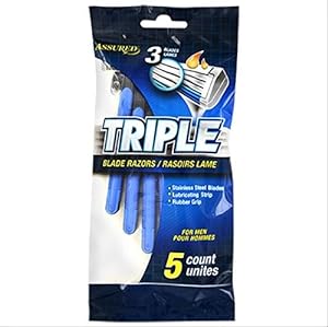 Assured - Triple blade Razors 5 count grey