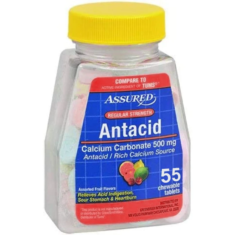 Assured Anti-Acid Antacid with Calcium, Regular, 60 Chewable Tablets