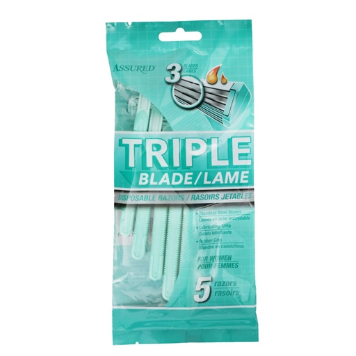 [DT] Assured Women's 3-Blade Disposable Razors, 5-ct.