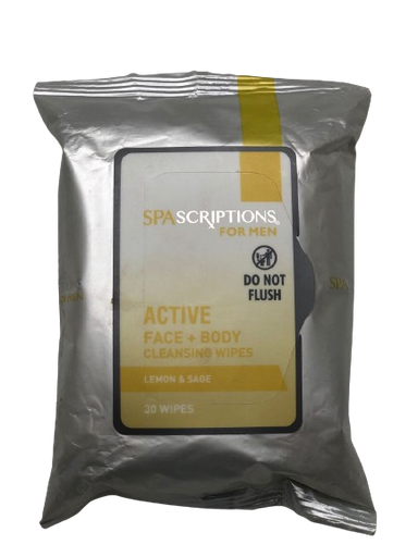 SPAScriptions For Men - Cleansing Wipes - Face + Body - Active