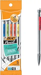 [SR] BIC Xtra-Precision Mechanical Pencil, Clear Barrel, Fine Point (0.5mm), 5-Count