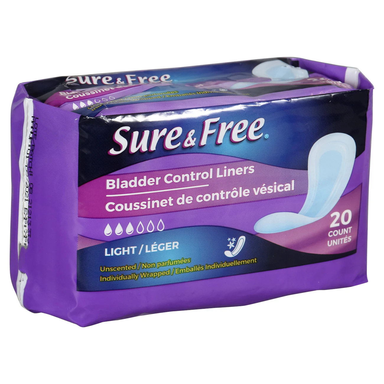 Sure and Free Bladder Control Liners, 20-ct. Packs