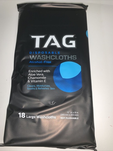 TAG Disposable Washcloths Alcohol-free 18 large 