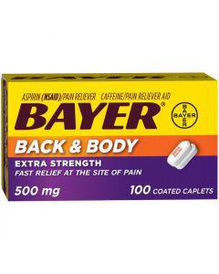 Bayer Back & Body Aspirin 500mg Coated Tablets, Pain Reliever