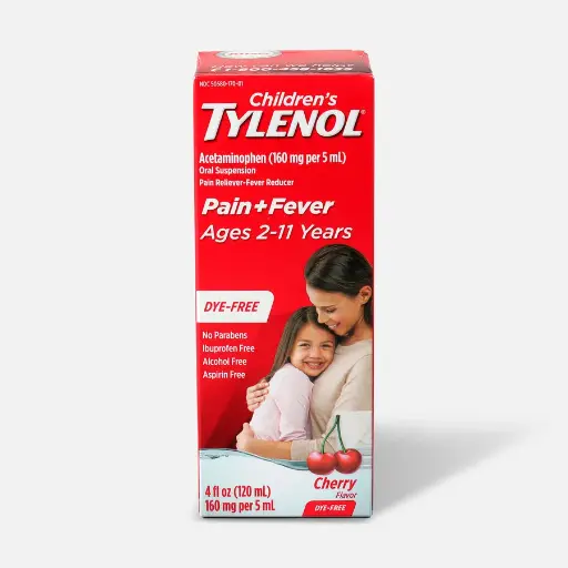 Children's Tylenol Pain + Fever Dye-Free Medicine Cherry Flavor, 4 fl. oz.