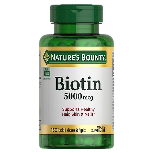 Nature's Bounty - Biotin, Supports Metabolism for Cellular Energy and Healthy Hair, Skin, & Nails, 5000 mcg, 150 Softgels