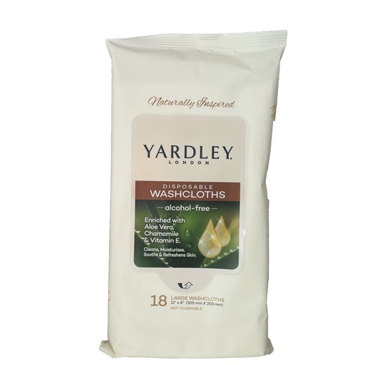 Yardley of London Disposable Washcloths Large 18-count Clean w Camping & Travel