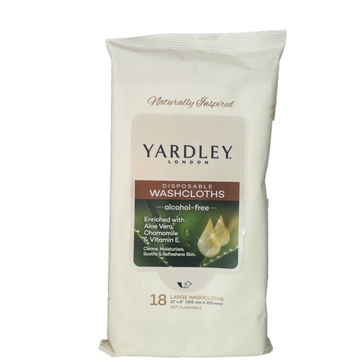 Yardley of London Disposable Washcloths Large 18-count Clean w Camping & Travel