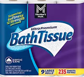 [SC] Member's Mark Ultra Premium Soft and Strong Bath Tissue, 2-Ply Large Roll Toilet Paper (235 sheets, 9 rolls)